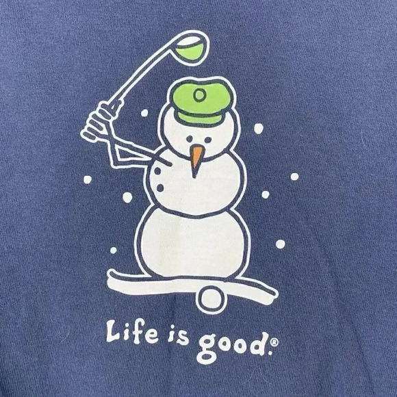 Life Is Good Men’s‎ Blue Snowman Golfing Long Sleeve Crusher Tee Size Small - Picture 4 of 5